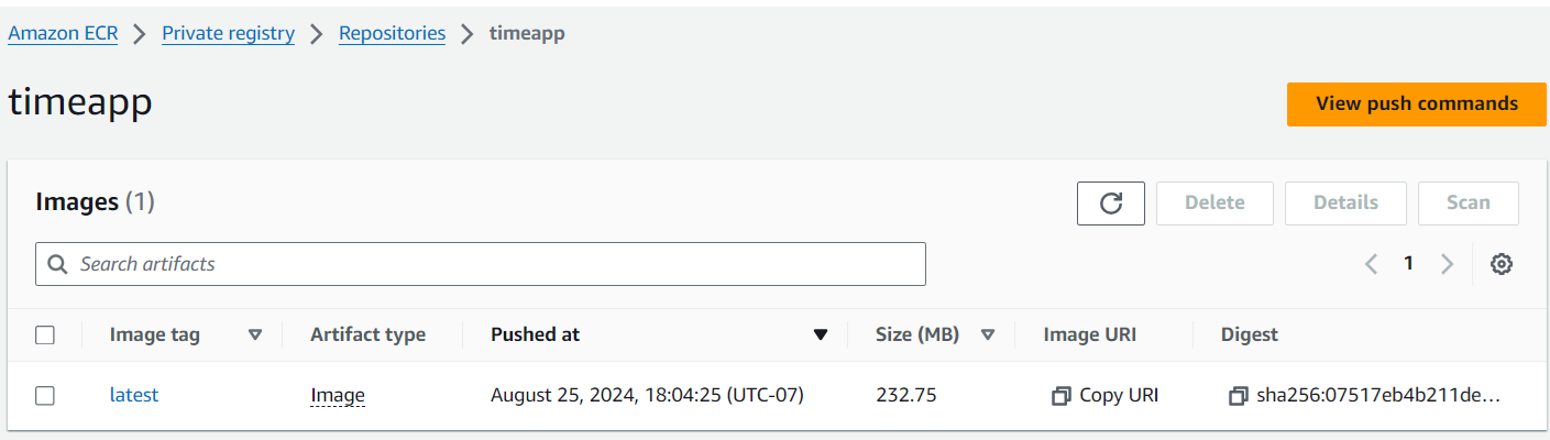 An image tag is created