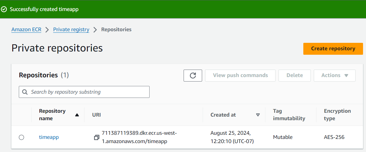 Create repository in AWS Elastic Container Registry